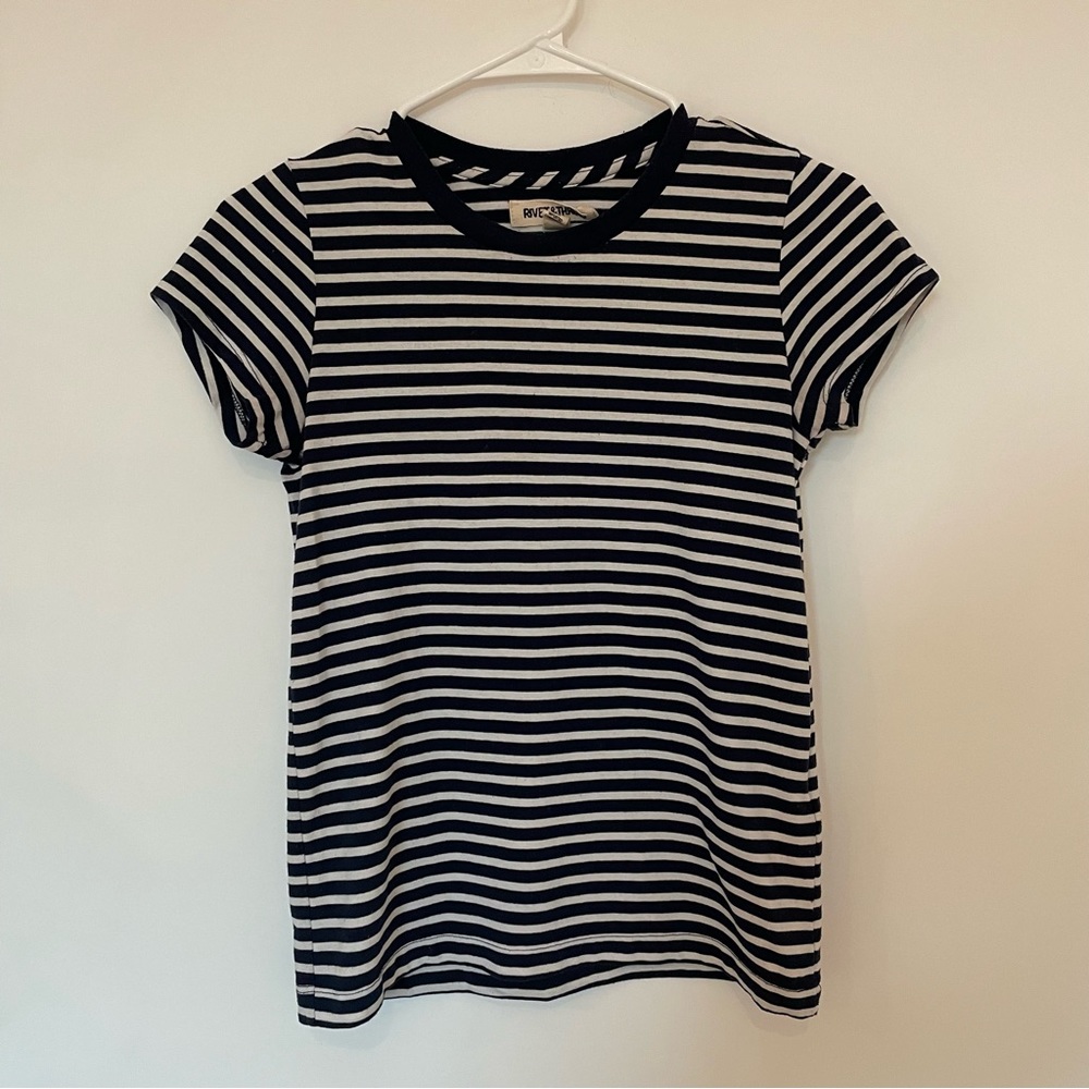Madewell Navy and White Striped T-shirt